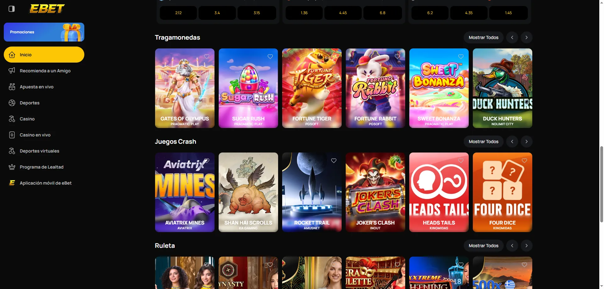 Tragamonedas en eBet Casino con free spins y promociones activas